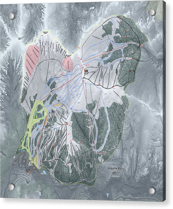 Arapahoe Basin Ski Trail Map  - Acrylic Print - Powderaddicts