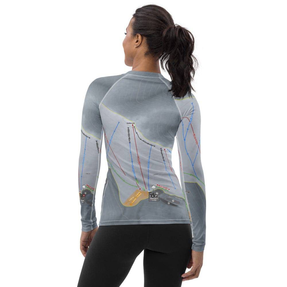 Arctic Valley, Alaska Ski Trail Map Women's Base Layer Top - Powderaddicts
