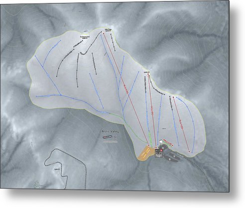 Arctic Valley Ski Trail Map - Metal Print - Powderaddicts