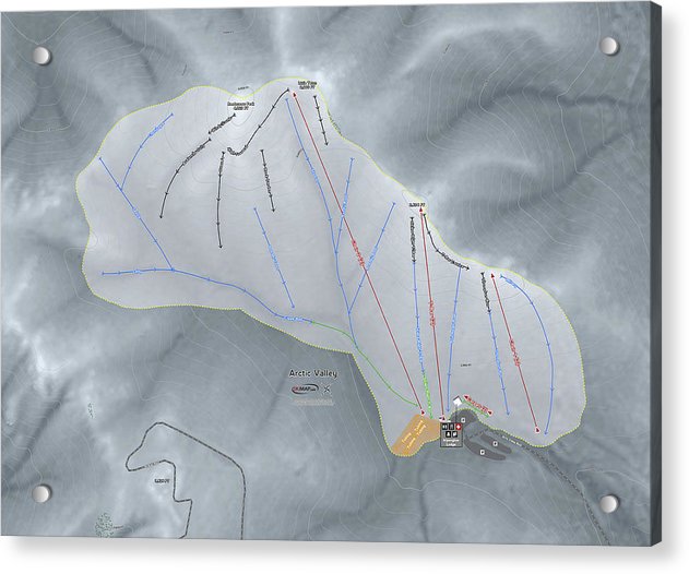 Arctic Valley Ski Trail Map - Acrylic Print - Powderaddicts