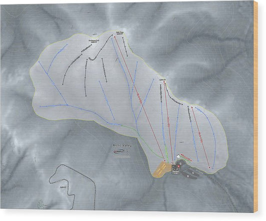 Arctic Valley Ski Trail Map - Wood Print - Powderaddicts