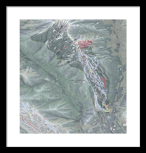 Aspen Highlands Ski Trail Map - Framed Print - Powderaddicts