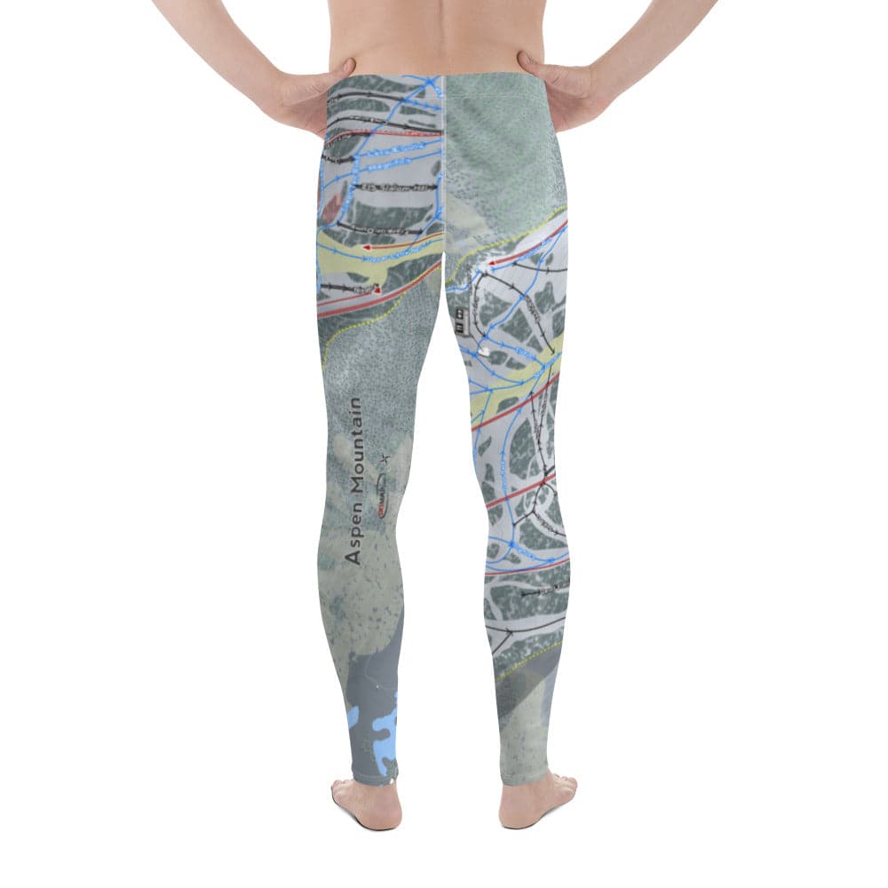 Aspen Mountain, Colorado Ski Trail Map Men's Base Layer Bottom - Powderaddicts
