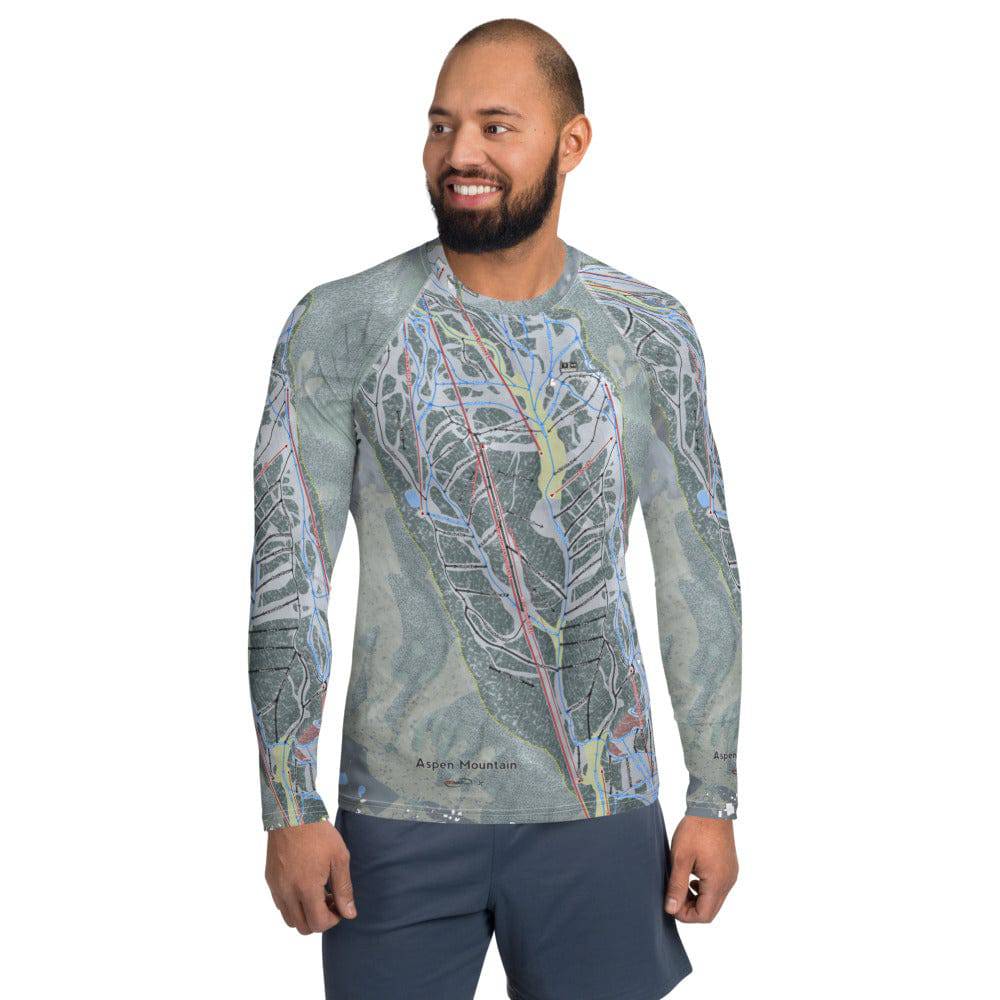 Aspen Mountain, Colorado Ski Trail Map Men's Base Layer Top - Powderaddicts