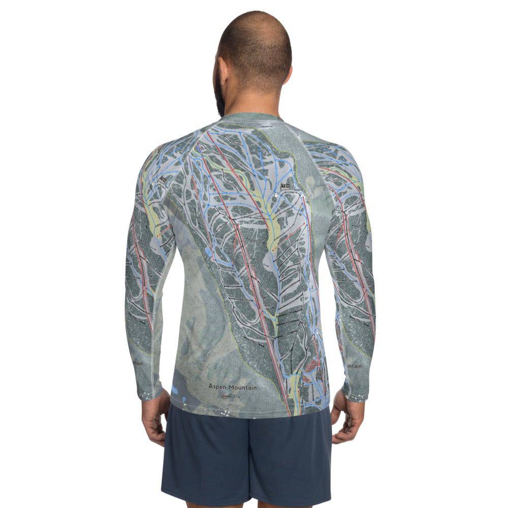 Aspen Mountain, Colorado Ski Trail Map Men's Base Layer Top - Powderaddicts