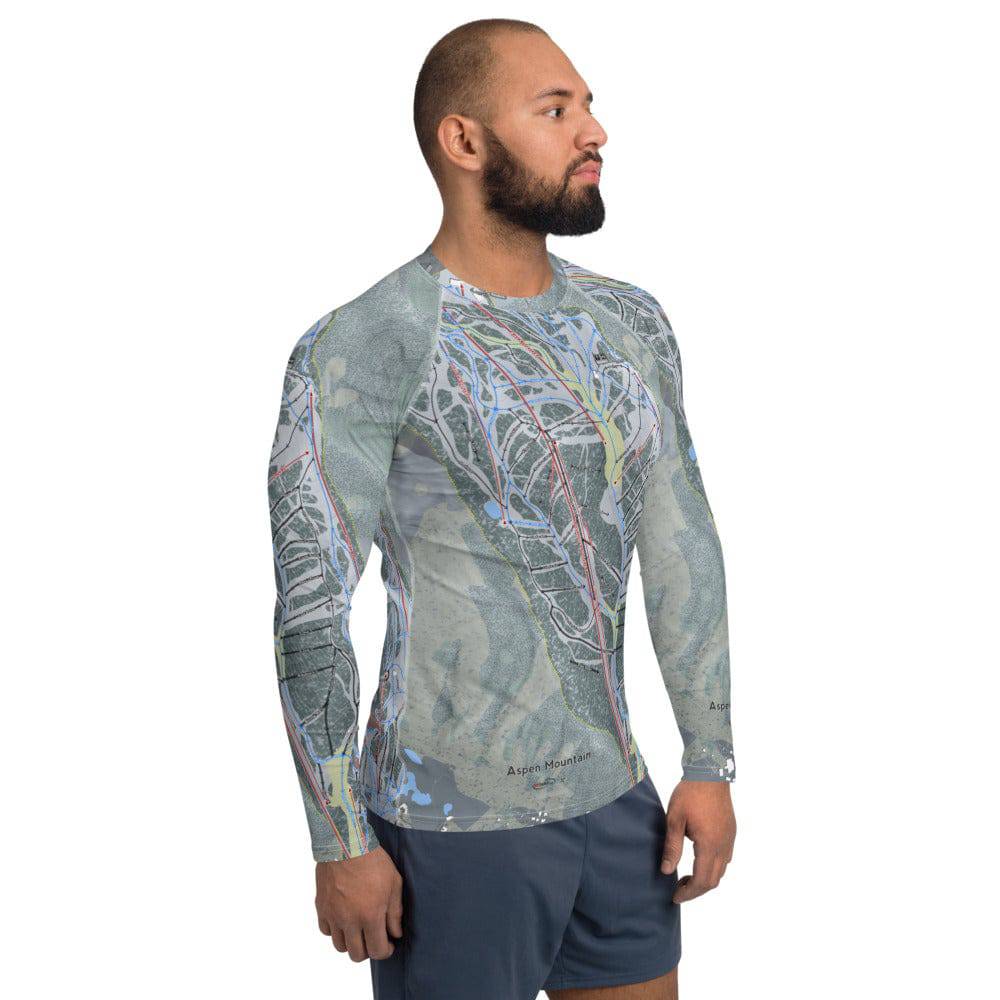 Aspen Mountain, Colorado Ski Trail Map Men's Base Layer Top - Powderaddicts
