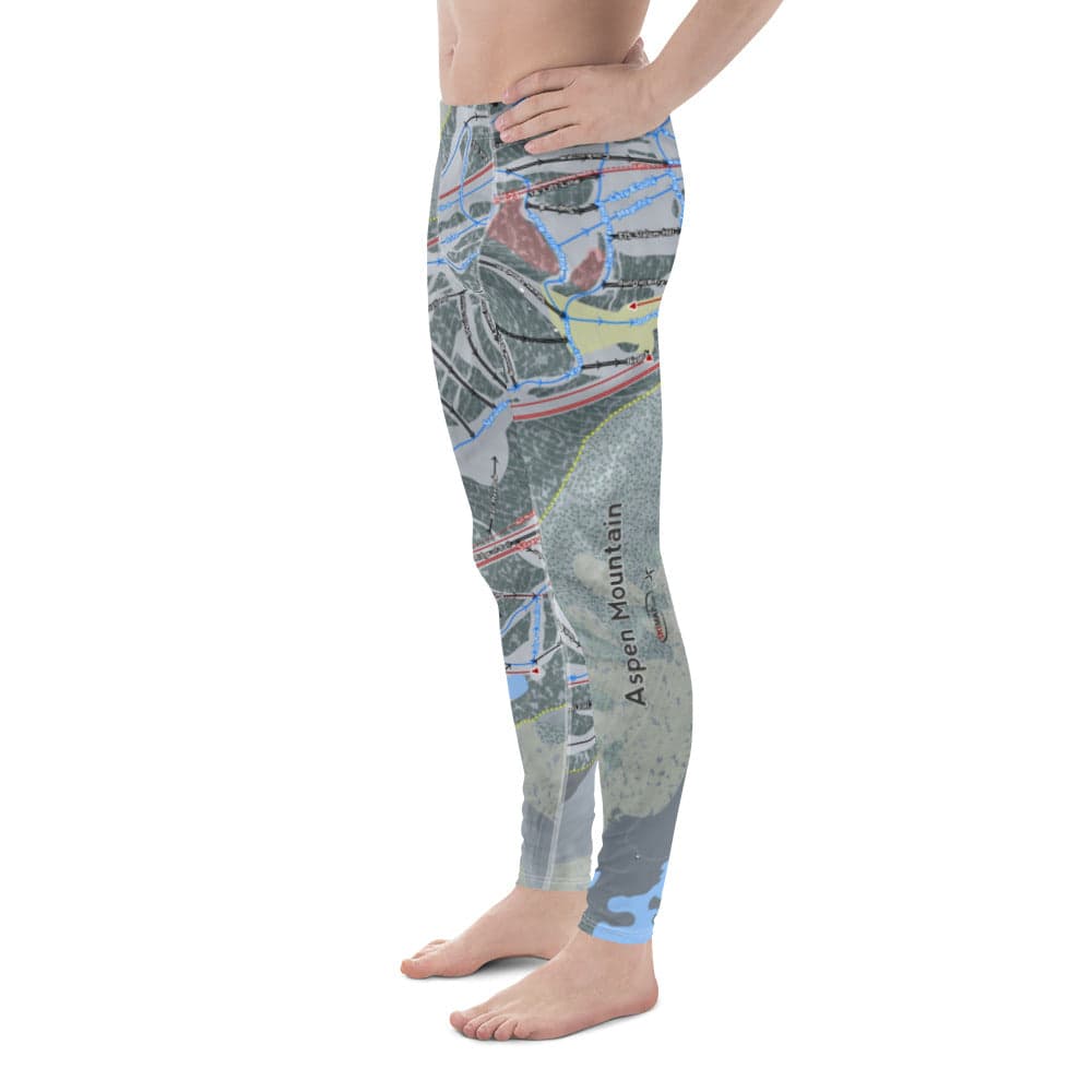 Aspen Mtn, Colorado Ski Trail Map Men's Base Layer Bottom - Powderaddicts