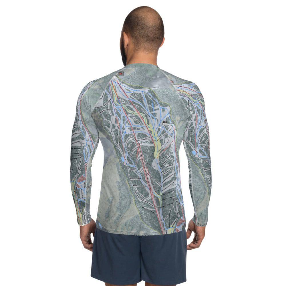 Aspen Mtn, Colorado Ski Trail Map Men's Base Layer Top - Powderaddicts