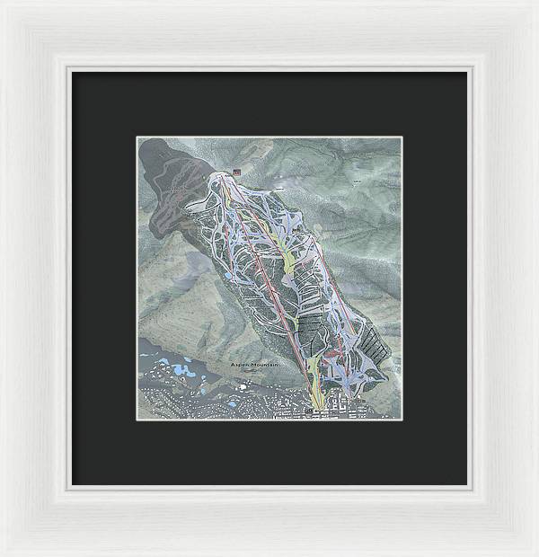 Aspen Mtn Ski Trail Map - Framed Print - Powderaddicts
