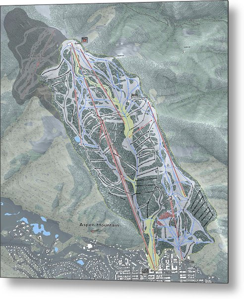 Aspen Mtn Ski Trail Map - Metal Print - Powderaddicts