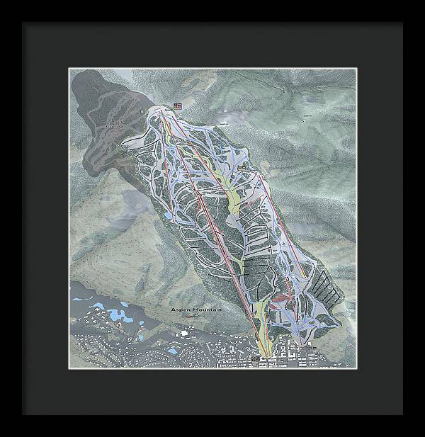 Aspen Mtn Ski Trail Map - Framed Print - Powderaddicts