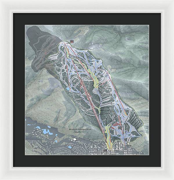 Aspen Mtn Ski Trail Map - Framed Print - Powderaddicts