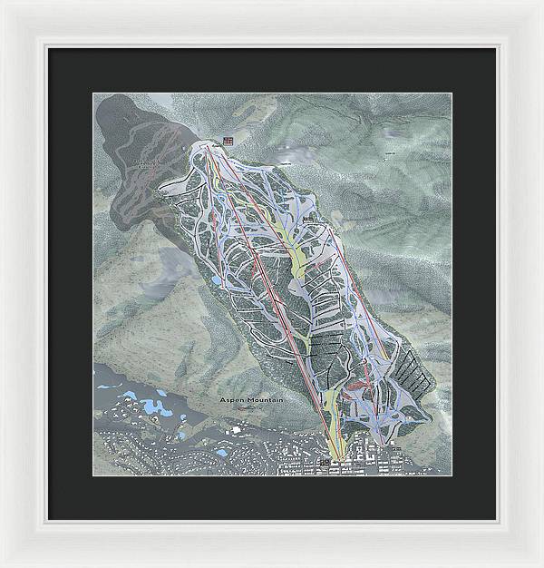 Aspen Mtn Ski Trail Map - Framed Print - Powderaddicts