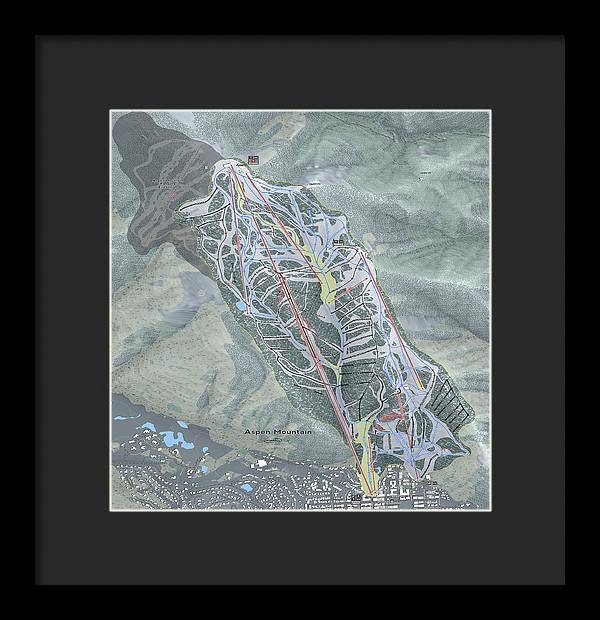 Aspen Mtn Ski Trail Map - Framed Print - Powderaddicts