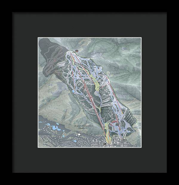 Aspen Mtn Ski Trail Map - Framed Print - Powderaddicts