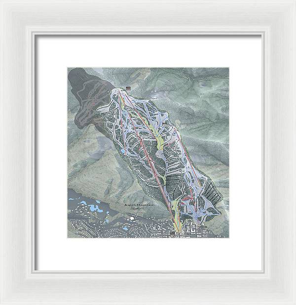 Aspen Mtn Ski Trail Map - Framed Print - Powderaddicts