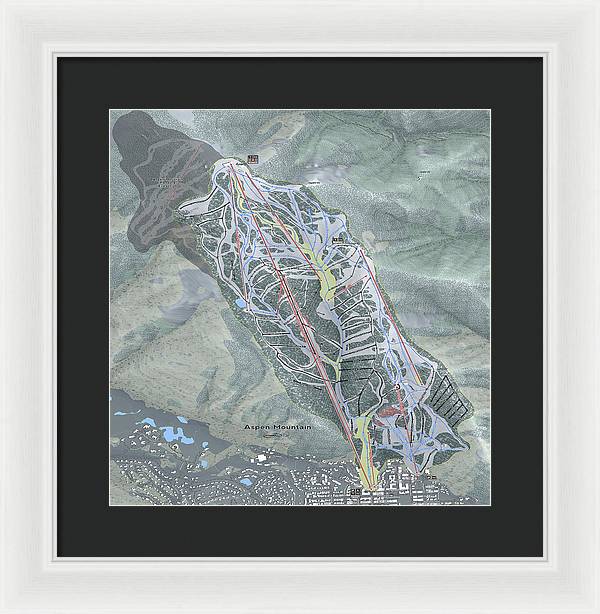 Aspen Mtn Ski Trail Map - Framed Print - Powderaddicts
