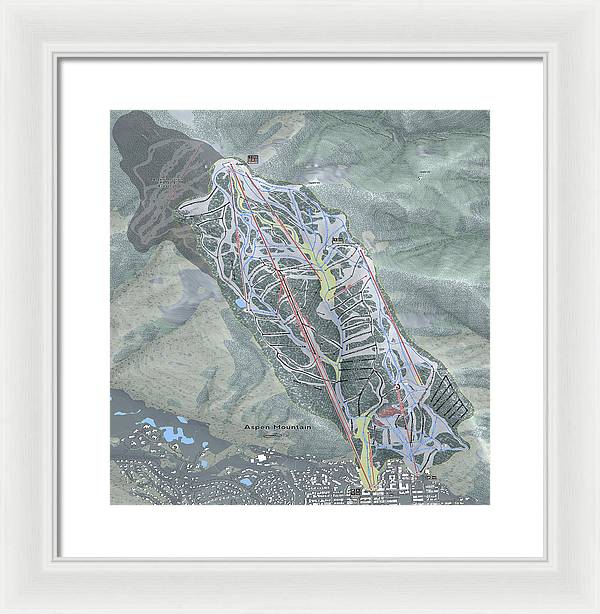 Aspen Mtn Ski Trail Map - Framed Print - Powderaddicts