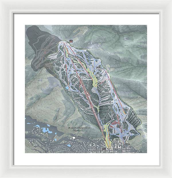 Aspen Mtn Ski Trail Map - Framed Print - Powderaddicts
