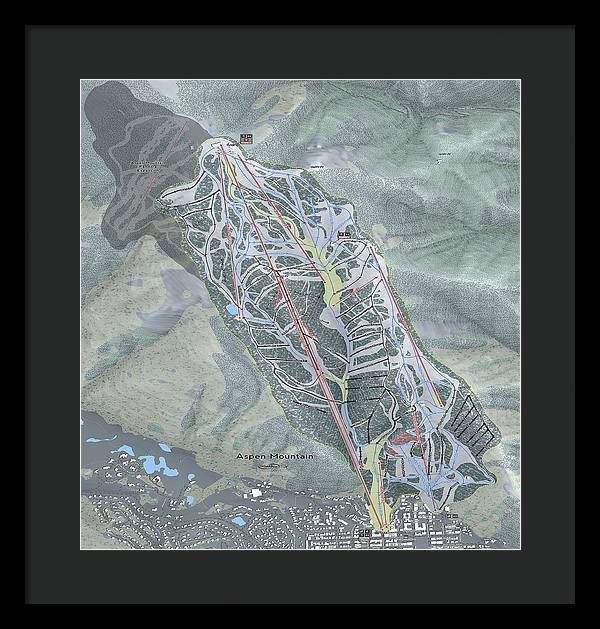 Aspen Mtn Ski Trail Map - Framed Print - Powderaddicts