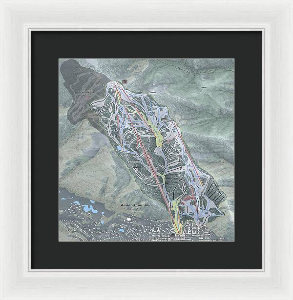 Aspen Mtn Ski Trail Map - Framed Print - Powderaddicts
