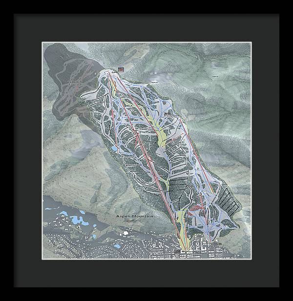 Aspen Mtn Ski Trail Map - Framed Print - Powderaddicts