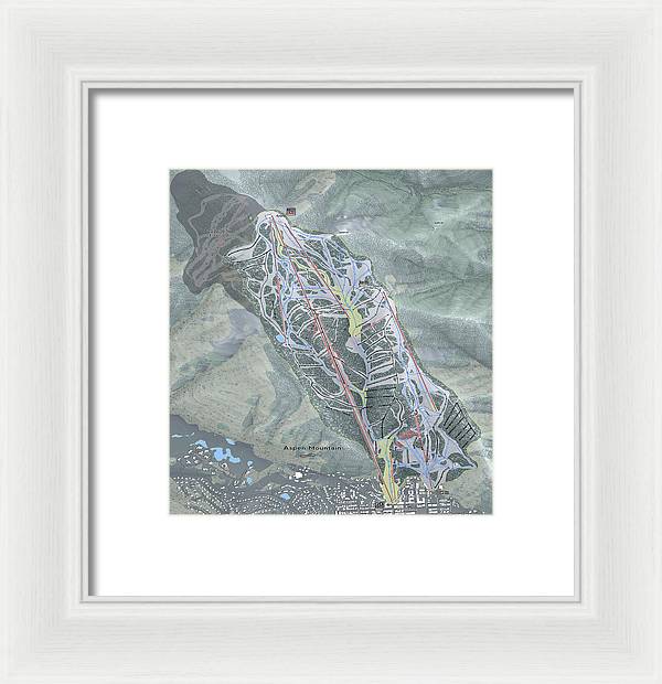 Aspen Mtn Ski Trail Map - Framed Print - Powderaddicts