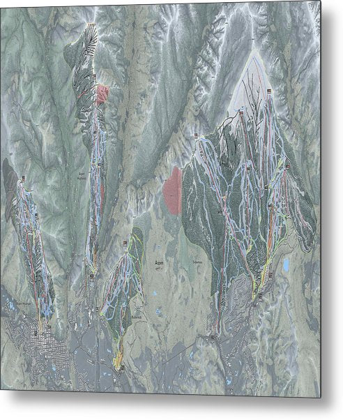 Aspen Snowmass Ski Trail Map - Metal Print - Powderaddicts