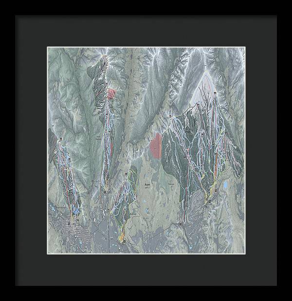 Aspen Snowmass Ski Trail Map - Framed Print - Powderaddicts