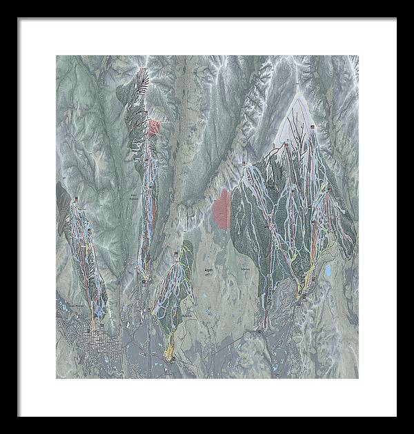 Aspen Snowmass Ski Trail Map - Framed Print - Powderaddicts