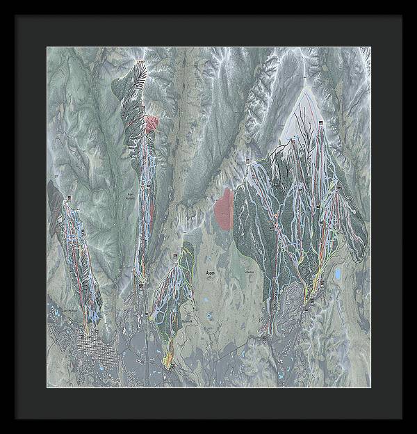 Aspen Snowmass Ski Trail Map - Framed Print - Powderaddicts