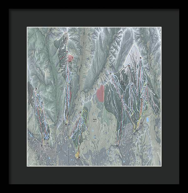 Aspen Snowmass Ski Trail Map - Framed Print - Powderaddicts