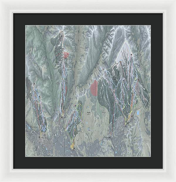 Aspen Snowmass Ski Trail Map - Framed Print - Powderaddicts