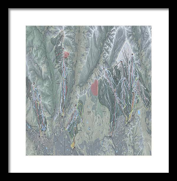 Aspen Snowmass Ski Trail Map - Framed Print - Powderaddicts