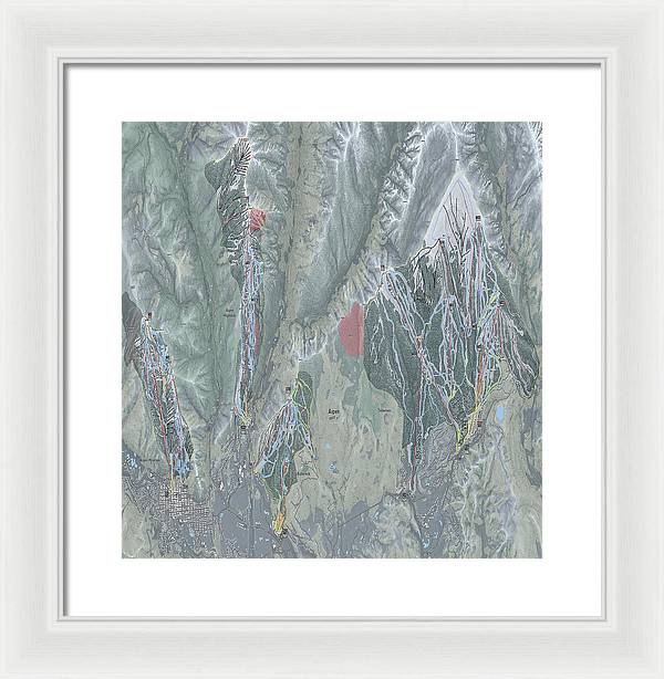 Aspen Snowmass Ski Trail Map - Framed Print - Powderaddicts