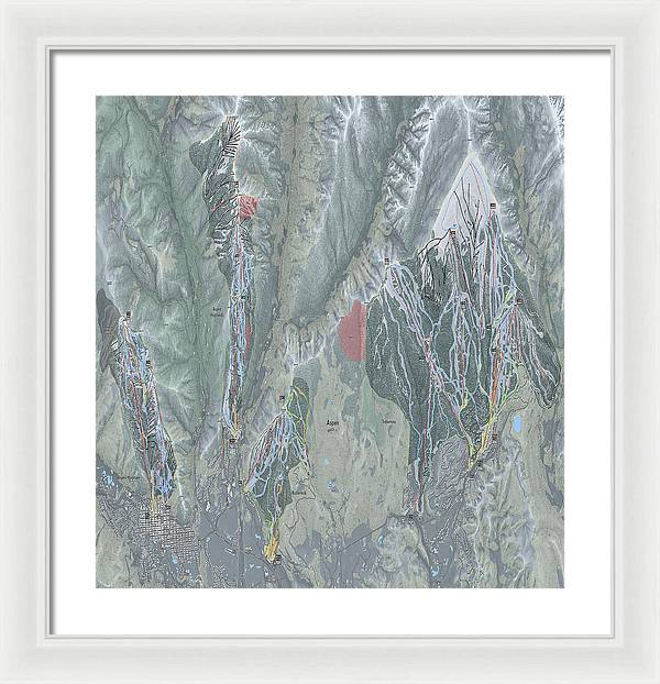 Aspen Snowmass Ski Trail Map - Framed Print - Powderaddicts