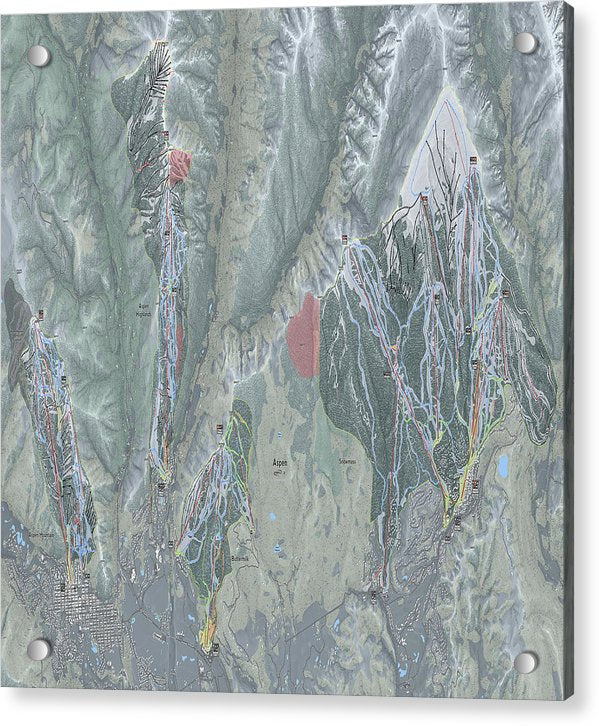 Aspen Snowmass Ski Trail Map - Acrylic Print - Powderaddicts