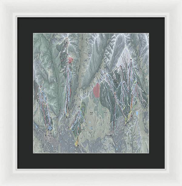 Aspen Snowmass Ski Trail Map - Framed Print - Powderaddicts