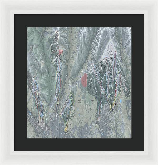 Aspen Snowmass Ski Trail Map - Framed Print - Powderaddicts