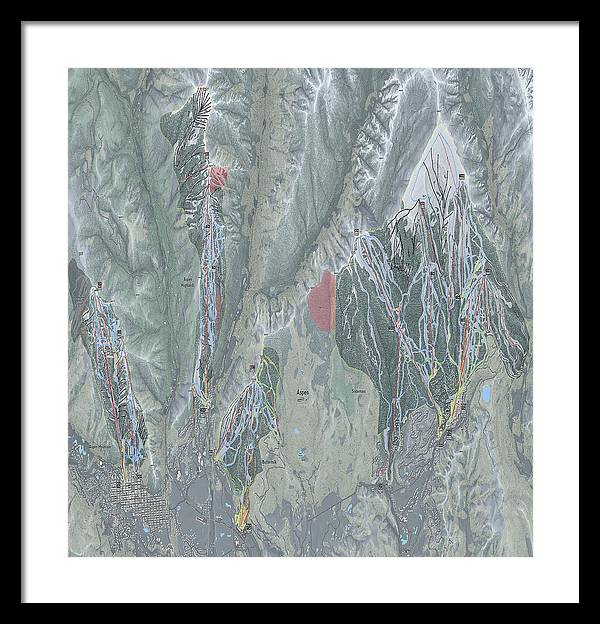 Aspen Snowmass Ski Trail Map - Framed Print - Powderaddicts