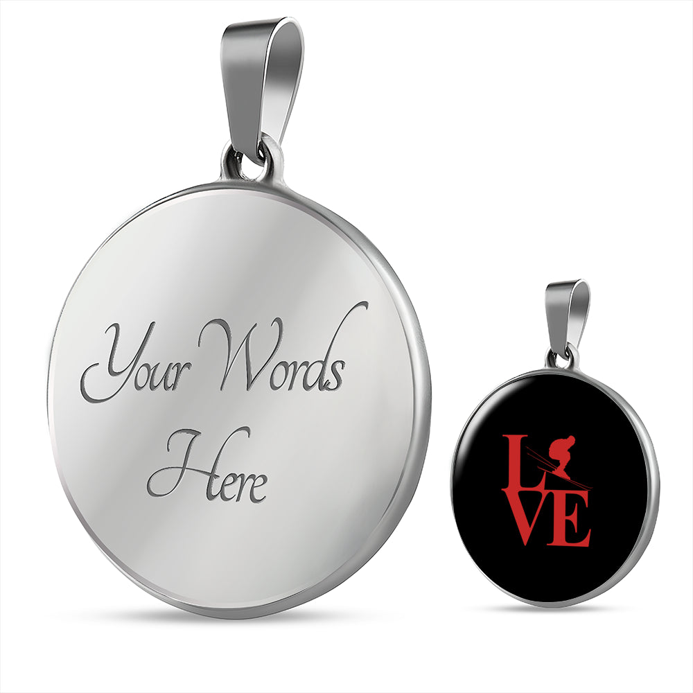 Love Ski Pendant Necklace - Red - Powderaddicts