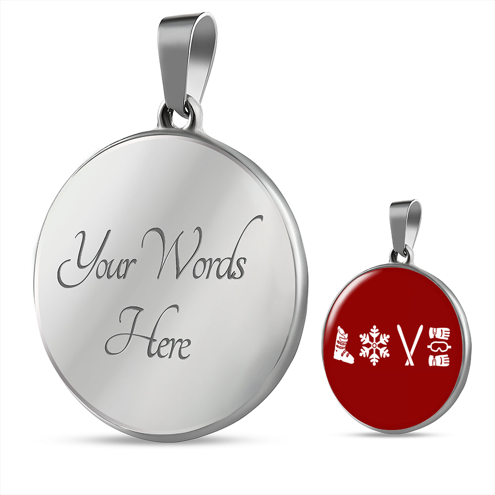 Love Ski Red Pendant Necklace - Powderaddicts
