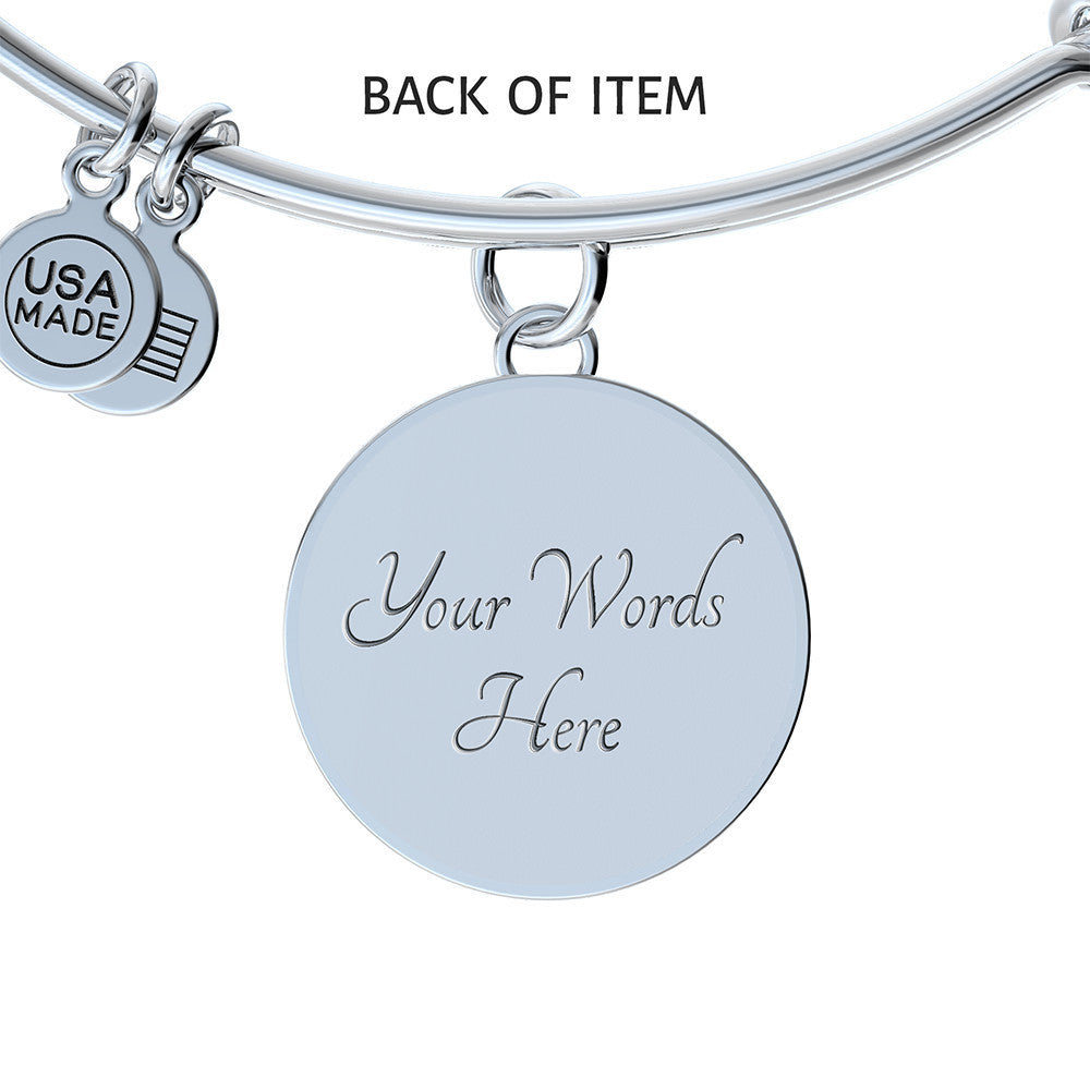 Snowboard Is My Heartbeat Circle Pendant Bangle - Powderaddicts