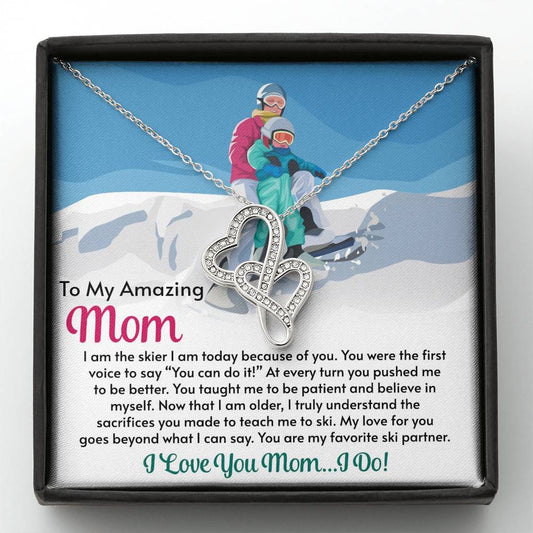 Double Heart Necklace for Moms: I Am The Skier I Am Today Because of You - Powderaddicts