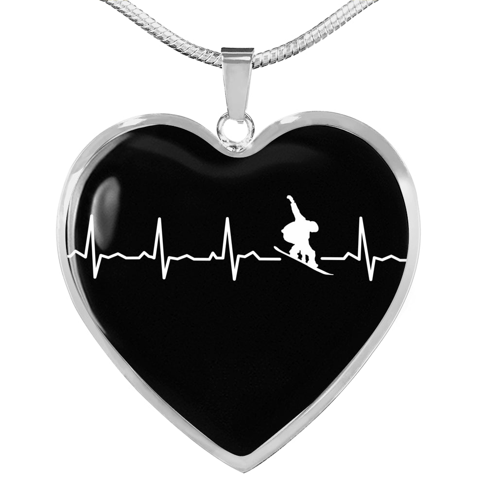 Snowboard Is My Heartbeat Pendant Necklace - Powderaddicts