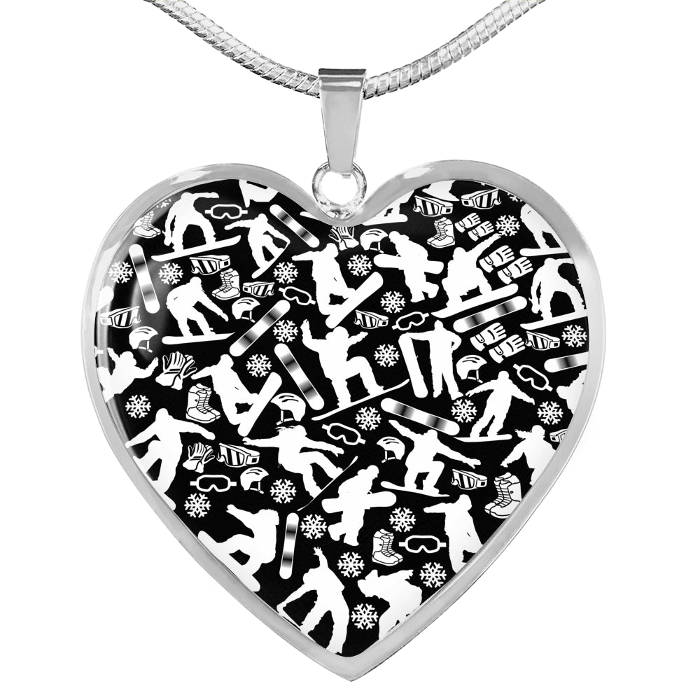 Snowboard Heart Pendant Necklace - Powderaddicts