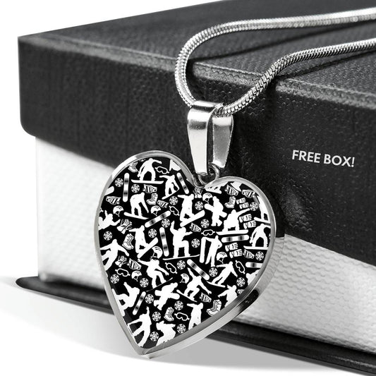 Snowboard Heart Pendant Necklace - Powderaddicts