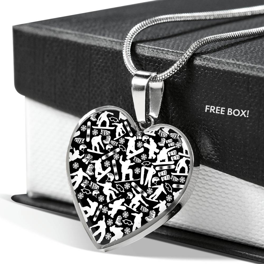 Snowboard Heart Pendant Necklace - Powderaddicts