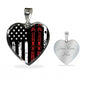 USA Ski Flag Heart Pendant Necklace - Powderaddicts