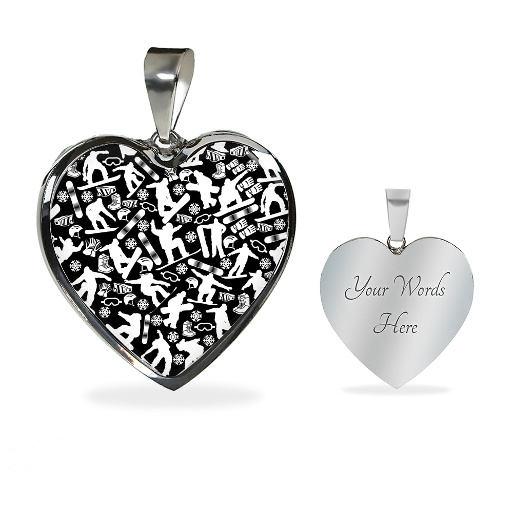 Snowboard Heart Pendant Necklace - Powderaddicts